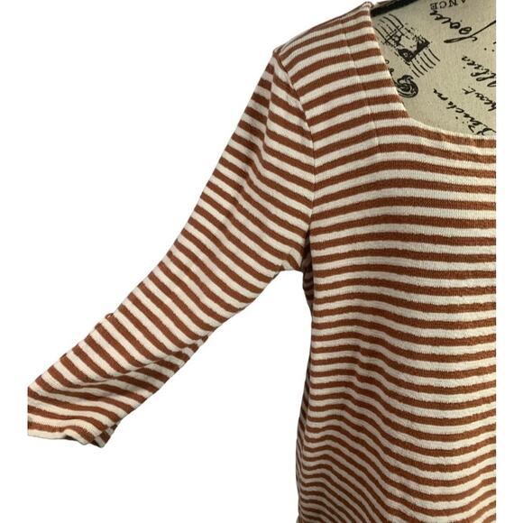 J. Jill Tunic Blouse striped Cotton 3/4 Sleeves Button Detail women’s size Large - Picture 1 of 12